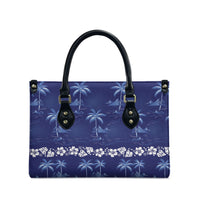 Blue Hawaii Palm Tree Hibiscus Leather Bag Fantasy Summer Vibe