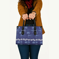 Blue Hawaii Palm Tree Hibiscus Leather Bag Fantasy Summer Vibe