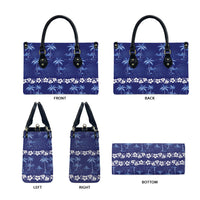 Blue Hawaii Palm Tree Hibiscus Leather Bag Fantasy Summer Vibe