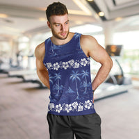 Blue Hawaii Palm Tree Hibiscus Men Tank Top Fantasy Summer Vibe