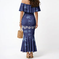 Blue Hawaii Palm Tree Hibiscus Mermaid Dress Fantasy Summer Vibe