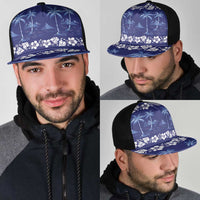 Blue Hawaii Palm Tree Hibiscus Mesh Trucker Cap Fantasy Summer Vibe
