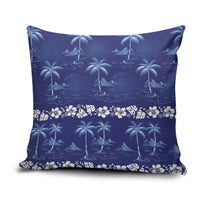 Blue Hawaii Palm Tree Hibiscus Pillow Cover Fantasy Summer Vibe