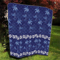 Blue Hawaii Palm Tree Hibiscus Quilt Fantasy Summer Vibe
