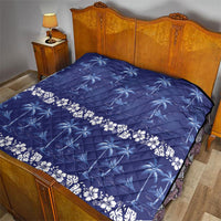 Blue Hawaii Palm Tree Hibiscus Quilt Fantasy Summer Vibe