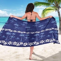 Blue Hawaii Palm Tree Hibiscus Sarong Fantasy Summer Vibe