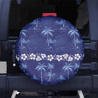 Blue Hawaii Palm Tree Hibiscus Spare Tire Cover Fantasy Summer Vibe