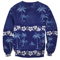 Blue Hawaii Palm Tree Hibiscus Sweatshirt Fantasy Summer Vibe