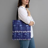 Blue Hawaii Palm Tree Hibiscus Tote Bag Fantasy Summer Vibe