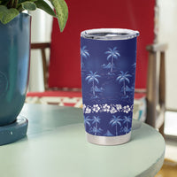 Blue Hawaii Palm Tree Hibiscus Tumbler Cup Fantasy Summer Vibe