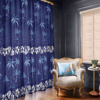 Blue Hawaii Palm Tree Hibiscus Window Curtain Fantasy Summer Vibe
