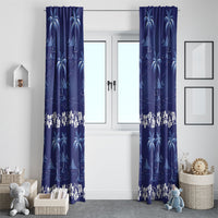 Blue Hawaii Palm Tree Hibiscus Window Curtain Fantasy Summer Vibe