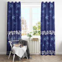 Blue Hawaii Palm Tree Hibiscus Window Curtain Fantasy Summer Vibe