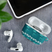 Cyan Hawaii Palm Tree Hibiscus AirPods Case Fantasy Summer Vibe