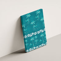 Cyan Hawaii Palm Tree Hibiscus Canvas Wall Art Fantasy Summer Vibe