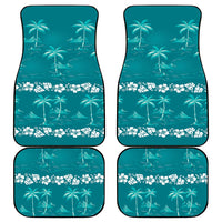 Cyan Hawaii Palm Tree Hibiscus Car Mats Fantasy Summer Vibe