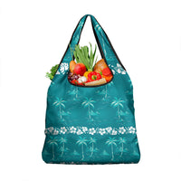 Cyan Hawaii Palm Tree Hibiscus Grocery Bag Fantasy Summer Vibe