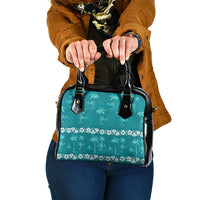 Cyan Hawaii Palm Tree Hibiscus Shoulder Handbag Fantasy Summer Vibe