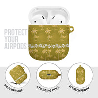 Yellow Hawaii Palm Tree Hibiscus AirPods Case Fantasy Summer Vibe