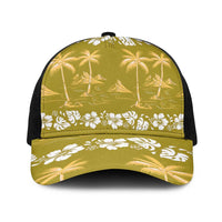 Yellow Hawaii Palm Tree Hibiscus Baseball Net Cap Fantasy Summer Vibe
