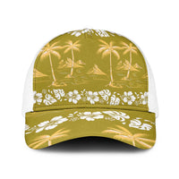 Yellow Hawaii Palm Tree Hibiscus Baseball Net Cap Fantasy Summer Vibe