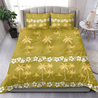 Yellow Hawaii Palm Tree Hibiscus Bedding Set Fantasy Summer Vibe