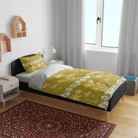 Yellow Hawaii Palm Tree Hibiscus Bedding Set Fantasy Summer Vibe