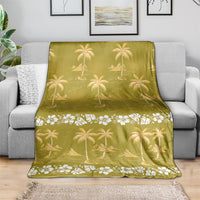 Yellow Hawaii Palm Tree Hibiscus Blanket Fantasy Summer Vibe