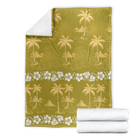 Yellow Hawaii Palm Tree Hibiscus Blanket Fantasy Summer Vibe