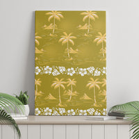 Yellow Hawaii Palm Tree Hibiscus Canvas Wall Art Fantasy Summer Vibe