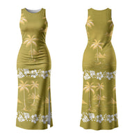 Yellow Hawaii Palm Tree Hibiscus Couples Matching Tank Maxi Dress and Hawaiian Shirt Fantasy Summer Vibe