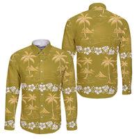 Yellow Hawaii Palm Tree Hibiscus Family Matching Short Sleeve Bodycon Dress and Hawaiian Shirt Fantasy Summer Vibe
