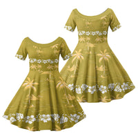 Yellow Hawaii Palm Tree Hibiscus Family Matching Summer Maxi Dress and Hawaiian Shirt Fantasy Summer Vibe
