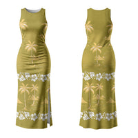 Yellow Hawaii Palm Tree Hibiscus Family Matching Tank Maxi Dress and Hawaiian Shirt Fantasy Summer Vibe