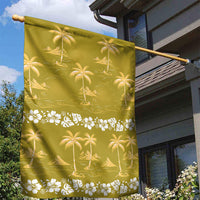Yellow Hawaii Palm Tree Hibiscus Garden Flag Fantasy Summer Vibe