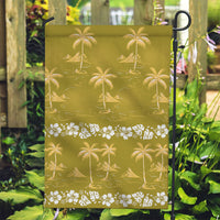 Yellow Hawaii Palm Tree Hibiscus Garden Flag Fantasy Summer Vibe