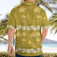 Yellow Hawaii Palm Tree Hibiscus Hawaiian Shirt Fantasy Summer Vibe