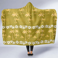Yellow Hawaii Palm Tree Hibiscus Hooded Blanket Fantasy Summer Vibe