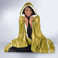 Yellow Hawaii Palm Tree Hibiscus Hooded Blanket Fantasy Summer Vibe