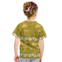 Yellow Hawaii Palm Tree Hibiscus Kid T Shirt Fantasy Summer Vibe
