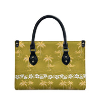 Yellow Hawaii Palm Tree Hibiscus Leather Bag Fantasy Summer Vibe