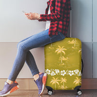 Yellow Hawaii Palm Tree Hibiscus Luggage Cover Fantasy Summer Vibe