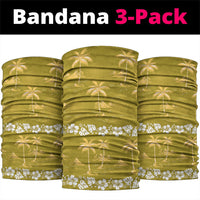 Yellow Hawaii Palm Tree Hibiscus Neck Gaiter Fantasy Summer Vibe