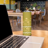 Yellow Hawaii Palm Tree Hibiscus Skinny Tumbler Fantasy Summer Vibe