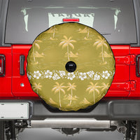 Yellow Hawaii Palm Tree Hibiscus Spare Tire Cover Fantasy Summer Vibe