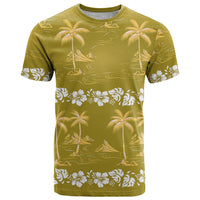 Yellow Hawaii Palm Tree Hibiscus T Shirt Fantasy Summer Vibe