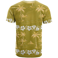 Yellow Hawaii Palm Tree Hibiscus T Shirt Fantasy Summer Vibe