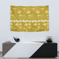 Yellow Hawaii Palm Tree Hibiscus Tapestry Fantasy Summer Vibe