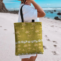 Yellow Hawaii Palm Tree Hibiscus Tote Bag Fantasy Summer Vibe