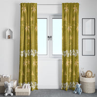 Yellow Hawaii Palm Tree Hibiscus Window Curtain Fantasy Summer Vibe